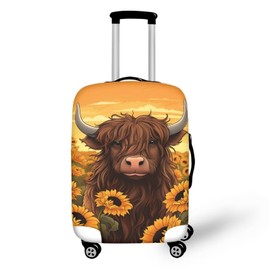 HELLHERO Travel Luggage Cover Suitcase Protector Case Fits 18-32 Inch Luggage, Highland Cow, L (25-28 inch luggage)
