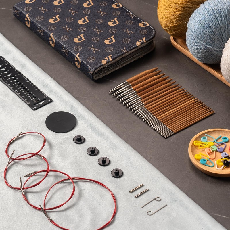 RUIDI Circular Knitting Needles Set Smooth Bamboo Interchangeable Circular Knitting