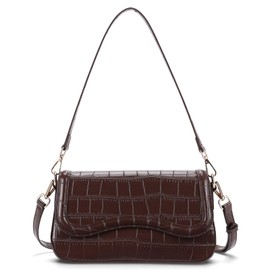 VX VONXURY Small Shoulder Bag for Women PU Leather Trendy Underarm Bag with Anti-Theft Buckle Fashion Handbag Purse with Two Detachable Straps for Daily Dating (Coffee)