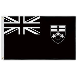 3×5 FT Black Ontario Flag,Large Canada Province ON Decor,Double Side Digital Printed 150D Polyester Banner With Canvas Header Brass Grommet For Outdoor Indoor Parade Car