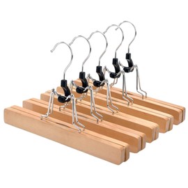 DEWEL Skirt Hangers, Wooden, Set of 5, 360 Degree Rotation, Rust Resistant, Hooks, Pants Hangers, Skirt Hangers, Natural Wooden Hangers, Non-marking Width 11.8 inches (30 cm) Width 11.8 inches (30 cm)