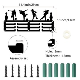 CREATCABIN Bowling medal hanger, medal holder, rack, sports frame, hook, wall mount, small medal hanger, iron, metal, organiser for hanging over 40 medals, bowling athletes, 29 x 13 cm