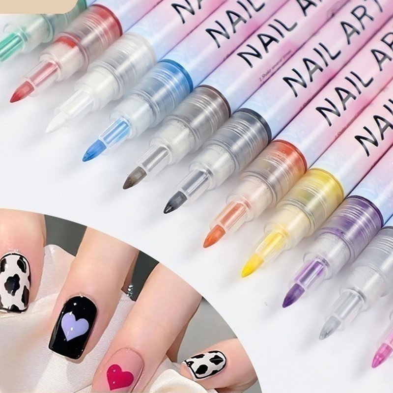 12Pcs 3D Nail Polish Pens 0.5mm Tip Bright Colors Easy