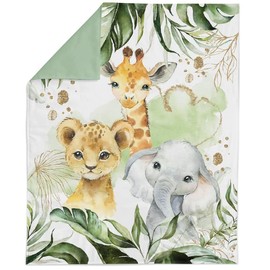 UNIQUE Safari Fabric Panel 29x39 in, Elephant Quilting Panels, Baby Quilt Panel, Cotton Baby Panel, Blanket Panel, Cotton Sateen Fabric Panel for Quilting