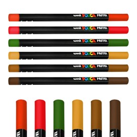 Posca Uni-Ball Professional Wax Colouring Pastels - KPA-100 - Autumn Set of 6