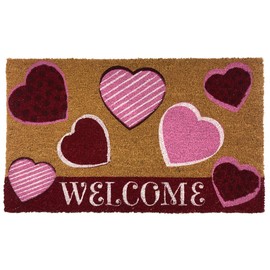 Briarwood Lane Hearts Valentine's Day Coir Doormat Natural Fiber Outdoor 18" x 30"