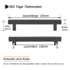 LONTAN Pack of 10 Cabinet Handles Black Furniture Handle Black 128 mm Hole Spacing Handles Black Handles for Kitchen Cabinets Kitchen Handles Black Stainless Steel Drawer Handles Door Handles Black