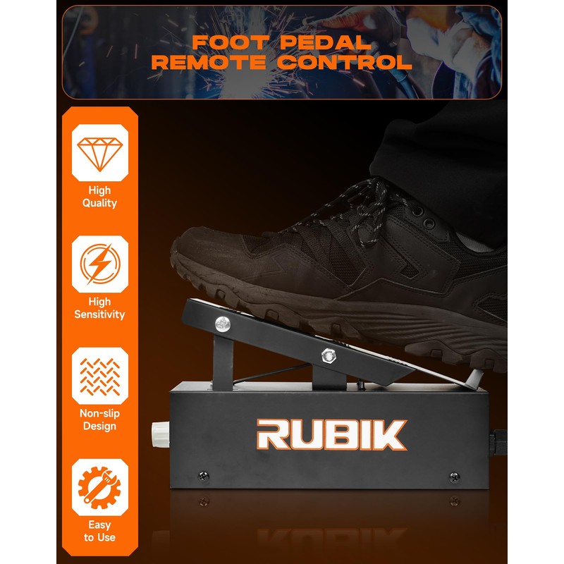 RUBIK TIG Welding Foot Pedal, Remote Amp Control, 10 Feet