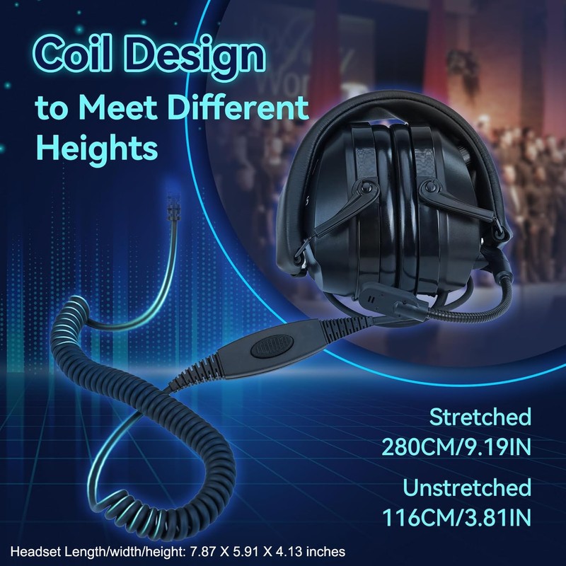 Retevis EHK012 Foldable Two Way Radio Headset with Mic,Noise Reduction,Volume