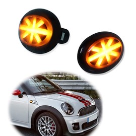 GTINTHEBOX Smoked Lens Amber LED Fender Side Marker Turn Signal Lights for 2007-2013 Mini Cooper Gen2 R55 R56 R57 R58 R59 - Union Jack Logo