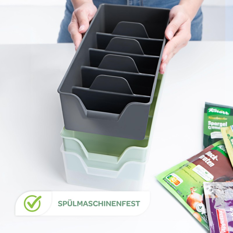 KONZEPT Spice Organiser for Cupboard, Stackable Spice Storage, Plastic Spice