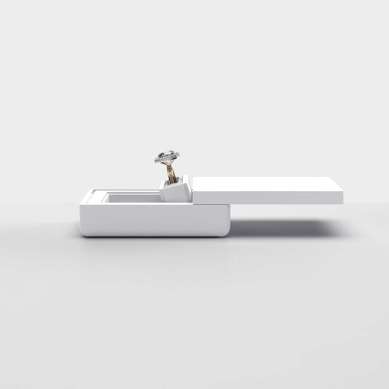 MONOLIX Slim Engagement Ring Box, Thin Unique Sliding Lid, Elegant