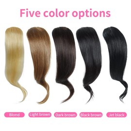 2 Pieces Wave Side Bang 100% Real Hair Clip-In Pony Curly Fringe Hair Extensions (Light Brown Colour)