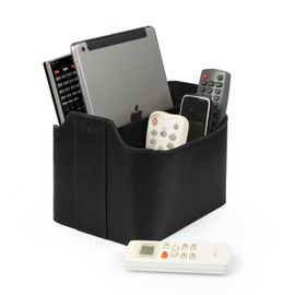 LONDO Leather Remote Control Organizer and Caddy with Tablet Slot
