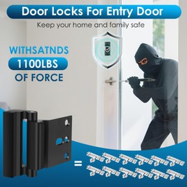 Door Lock,2 Pack Door Locks for Entry Door,Withstands 1100lbs of Force Door Latch,Premium Metal Made Child Locks for Doors,Extra Door Locks for Kids Safety,Door Reinforcement Lock for Home Security