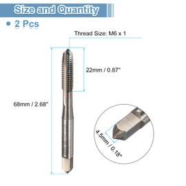 sourcing map Spiral Point Plug Threading Tap M6 x 1 Thread, Ground Threads H2, M35 High Speed Steel Cobalt, Heat Coloring, Metric Screw Taps Tapping Bit for Thread Repair, 2pcs
