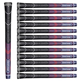 Geoleap Golf Grips Set of 13- Cord Rubber Compound Material, Hybrid Golf Club Grips, All Weather Performance. (Navy Blue Red, Midsize)