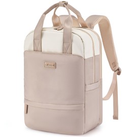 LOVEVOOK Women's Laptop Backpack with Separate Laptop Compartment, Beige Pink, 15.6 inches