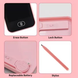 Pencil CASE with Digital Writing PAD, LCD Drawing Pen CASE, Doodle Board (Pink)