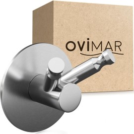 ovimar Hjelm Multifunctional Hook, No Drilling, Stainless Steel, Silver, for the Bathroom as a Towel Rail, Hook Can also be Used as Tea Towel Holder or Jacket Holder for Gluing
