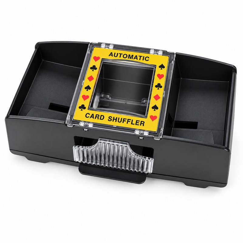 Automatic 2-Deck Card Shuffler, Battery Operated Electric Playing Card Shuffle