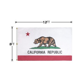 ANCONINE California State Flag 8x12FT,CA State Flags with 3 Brass Grommets,4 Stitched and Premium Polyester.