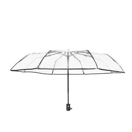 Wisebom Transparent Umbrella Automatic Folding Clear Umbrella Tri-fold 8 Ribs Compact Travel Umbrella Rainproof and Windproof See Through Umbrella for Wedding Photography