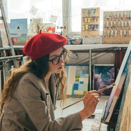 French Style Wool Blend Beret Hat, Artist Beanie Cap for Men and Women (US, Alpha, Medium, Red)