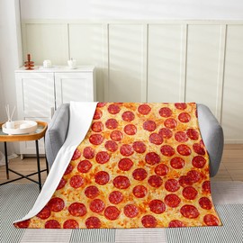 Pizza Decor All Season Bed Blanket Kids,Pepperoni Be Fleece Throw Blanket Flannel Fuzzy Blanket for Boys Girls,Funny Delicious Pizza Microfiber Plush Blanket Room Decor Throw 50"x60"