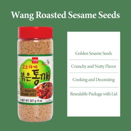 Wang Premium Roasted and Toasted Sesame Seeds, 8 Ounce - Nutty Flavor, Stir-Fry, Cooking, Baking - Natural Crunchy Topping