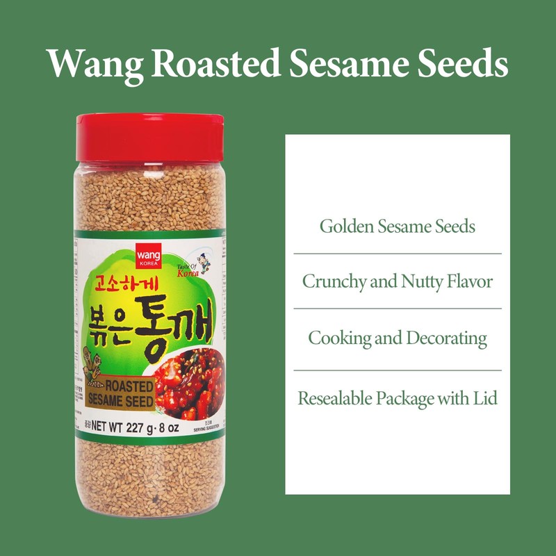 Wang Premium Roasted and Toasted Sesame Seeds, 8 Ounce -