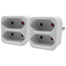 revolt Double Plugs: Set of 8 Socket Adapters to 2-Way Euro Socket (Multiple Sockets, Euro Socket, Child Lock)