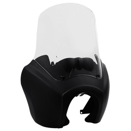 XMT-MOTO Front Fairing w/ 15'' Windshield Windscreen For Harley Dyna Low Rider Street Bob Super Glide Sportster 1200 Forty-Eight,Matte Black/Clear