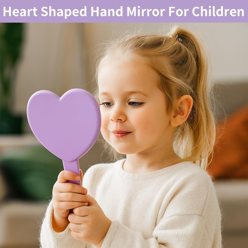 TBWHL Heart-Shaped Travel Handheld Mirror, Cosmetic Hand Mirror with Handle,
