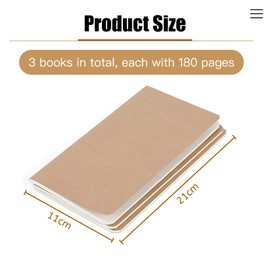 3PCS Notizbuch Einlagen 21x11cm, Journal Einlageblätter 90 Blatt 180 Blanko-Seiten travelers notebook inserts field notes newestor für nachfüllbares Reisetagebuch Tagebücher oder Planer