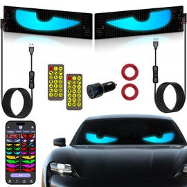 2PCS Devil Eyes Light for Cars Windshield Window - 3.6" x 14.7" Flexible Car Eyes Animated LED Display Screen Panel - Programmable LED Sign for Car SUVs Small Medium Trucks, with Remote/APP Control