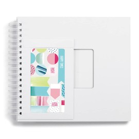 Hama DIY Photo Album with Accessories (Scrapbook Album with 50 White Pages, Creative Set with Stickers, Spiral Album with Viewing Window, DIY Photo Book 28 x 24 cm, Ring Binder) White