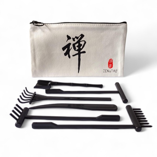 ZEN&TAO Japanese Miniature Zen Garden Six Pieces Tools Kit Set