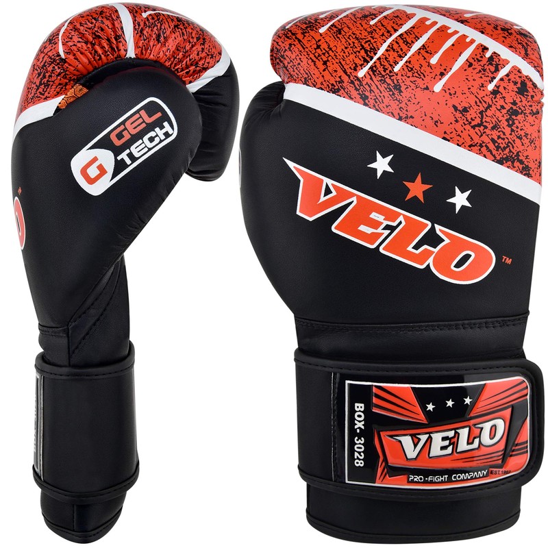 VELO Boxing Gloves Leather Muay Thai Training Punching Bag Mitts