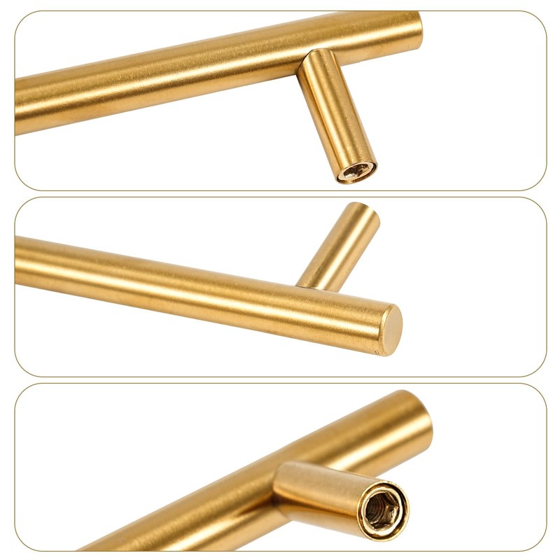 TRIXES 20PK Gold Cabinet Handles Gold Stainless Steel T Bar