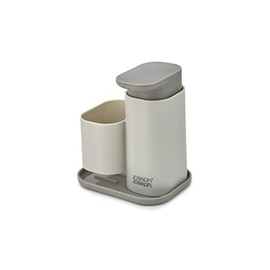 Joseph Joseph Duo Soap Dispenser with Sponge Holder, Hand Wash Dispenser for Kitchen Sink, Grey