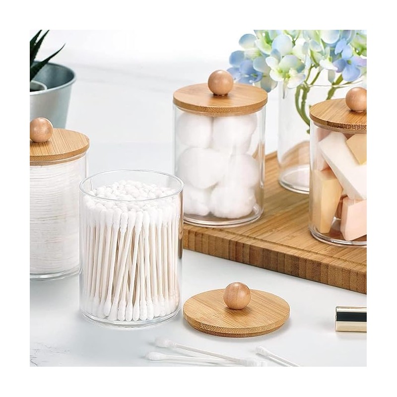 MUSCUC - Dispensador de Algodón,Dispensador de Contenedores de Baño,4 Pcs