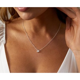 CAROVO CZ Solitaire Pendant Necklace for Women Dainty Cubic Zirconia Chain Necklace Diamond Solitaire Pendant Necklace for Women