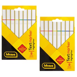 Idena 90264 Highlighter, 2 Packs of 8 in Bright Colours, Chisel Tip with Line Width 1-4 mm