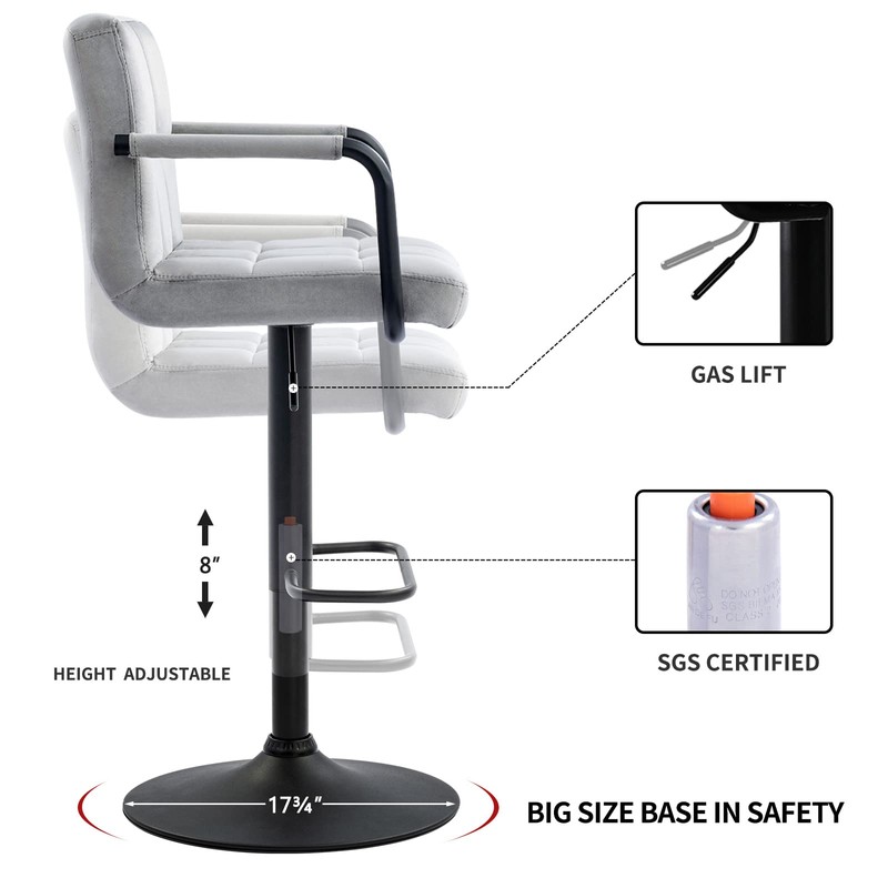 Furnimart Adjustable Bar Stool Swivel Barstools Set of 2 Counter