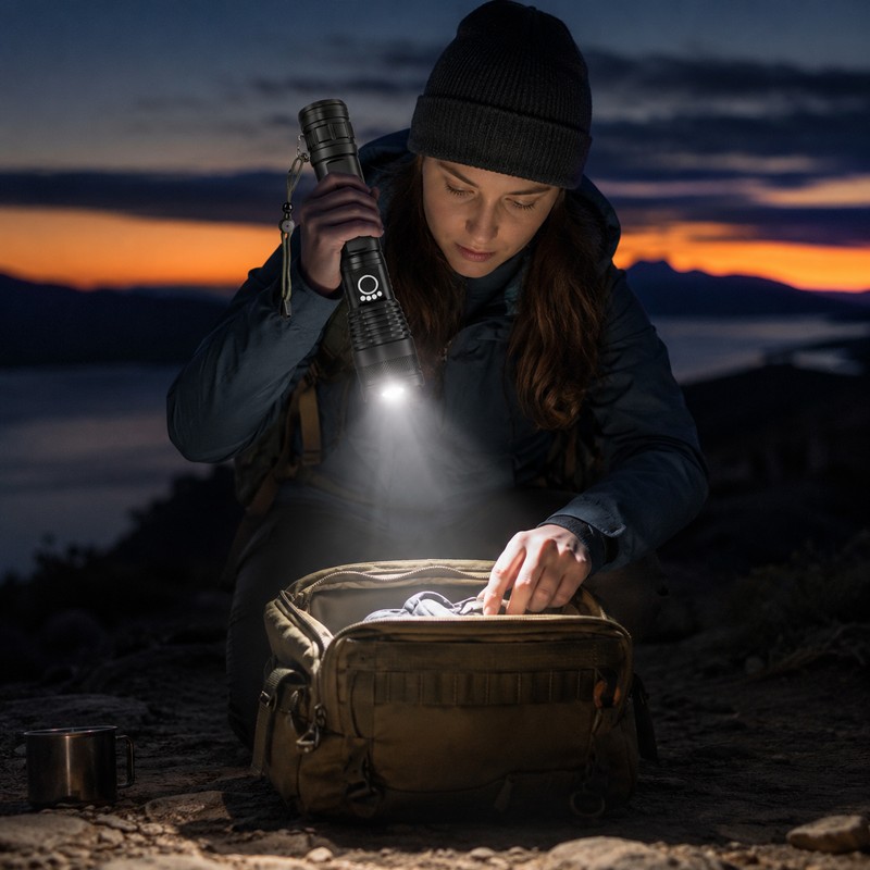 Rechargeable LED Flashlight for Outdoor Use – Aluminum Alloy Zoom