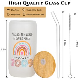 DECZHIYU Sweet 16 Gifts for Girls - 2009 16th Birthday Decorations Gifts for Girls 16 Year Old Gift Ideas Glass Cup for Women Daughter Sister Turning 16 Bday Present