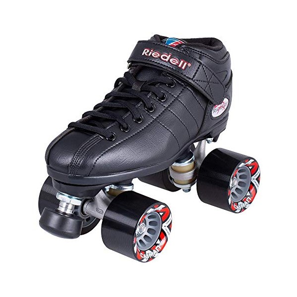 Riedell Skates - R3 - Quad Roller Skate for Indoor / Outdoor | Black | Size 7