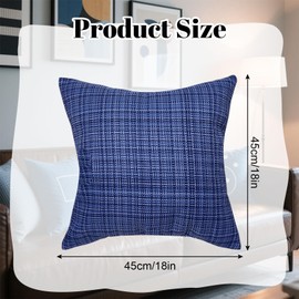 2 Pack Decorative Outdoor Waterproof Throw Pillow Covers ONLY Square Garden Cushion Cases for Patio, Couch, Tent and Sofa, 18 x 18 Inches (Navy Blue, 18" x 18")