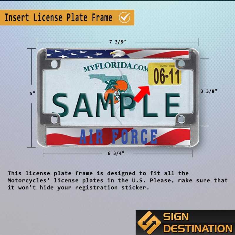 Sign Destination Metal Bike License Plate Frame U.S. Veteran F4